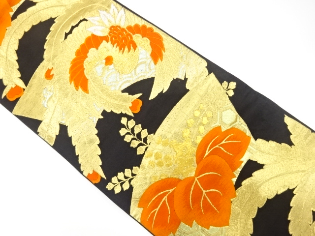 JAPANESE KIMONO / ANTIQUE FUKURO OBI / SILK / WOVEN PHOENIX